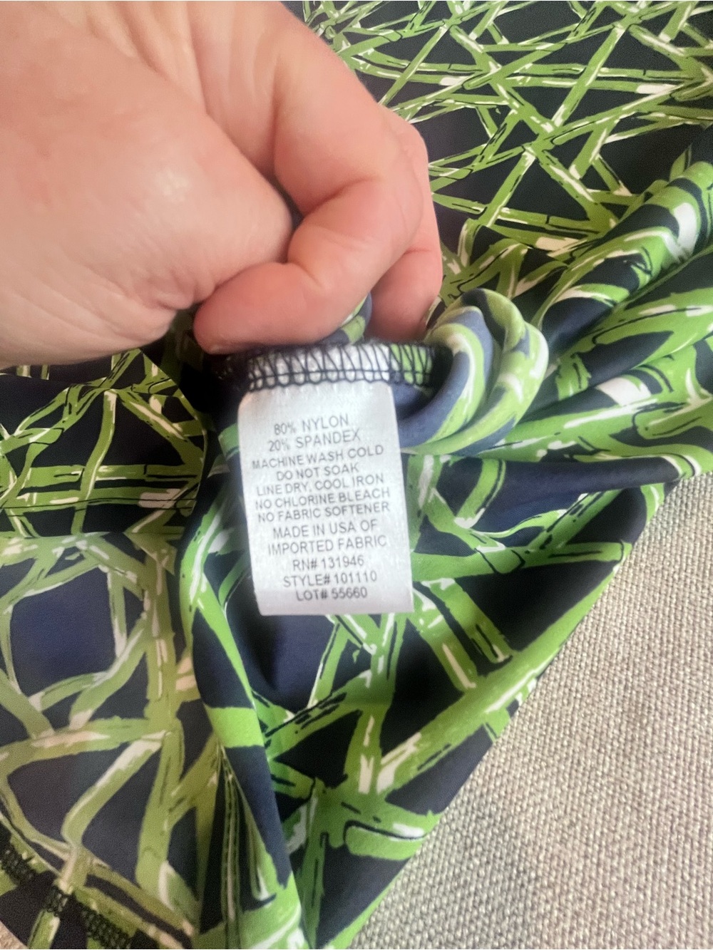 Jude Connally Bamboo Shift Dress in Navy and Green - Picture 9 of 11
